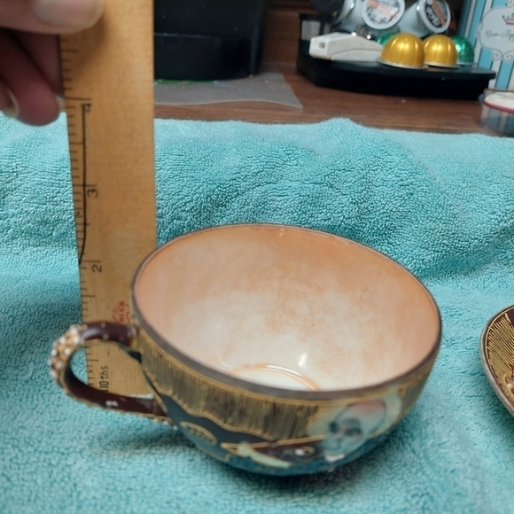 Vintage* Nagoya Satsuma Moriage Immortals Cup and Saucer Set - Picture 11 of 13